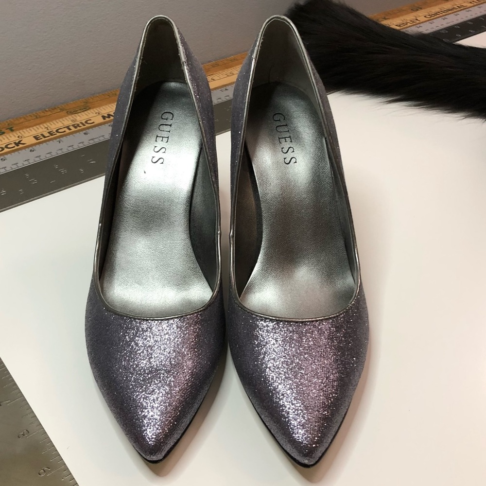 Silver glitter guess low heel 7.5